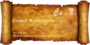 Csapó Nikoletta névjegykártya